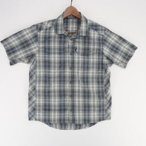 Sitka Globe Trotter Shirt Mens L Gray Plaid Short Sleeve Button Up Outdoor